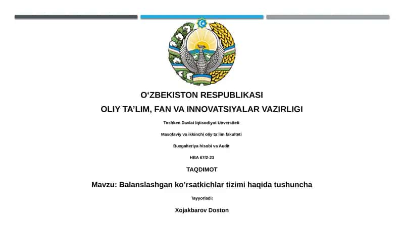 Balanslashgan ko’rsatkichlar tizimi haqida tushuncha