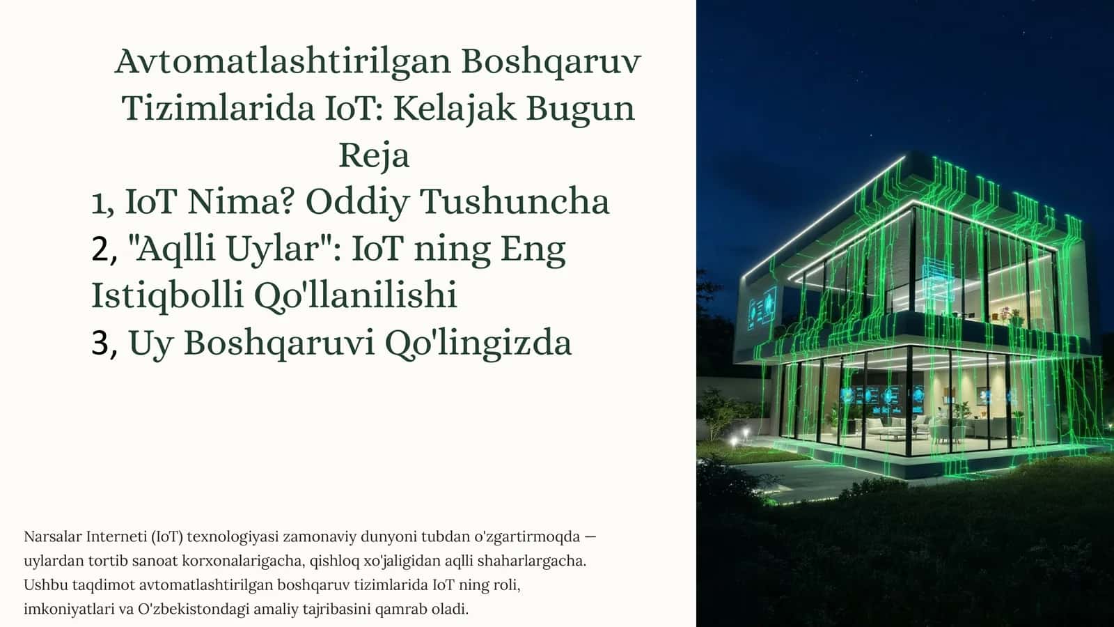 Avtomatlashtirilgan Boshqaruv Tizimlarida IoT