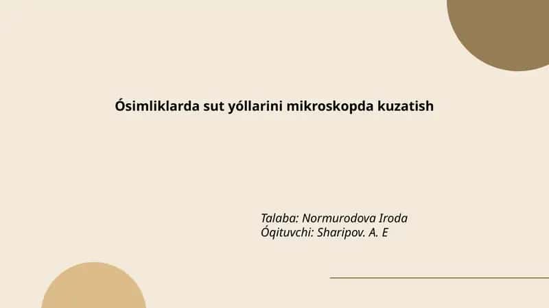Ósimliklarda sut yóllarini mikroskopda kuzatish
