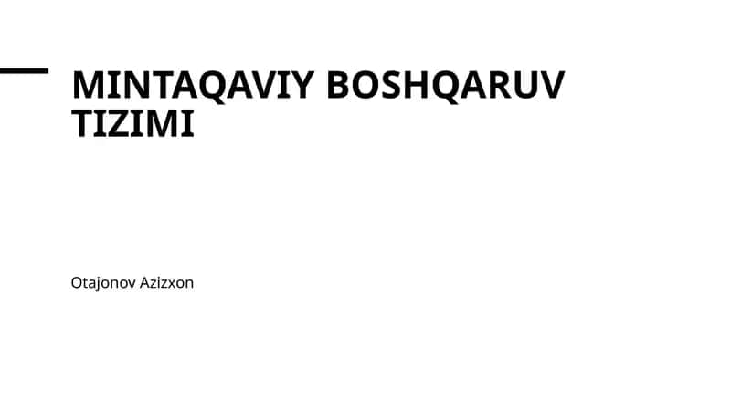 Mintaqaviy boshqaruv tizimi