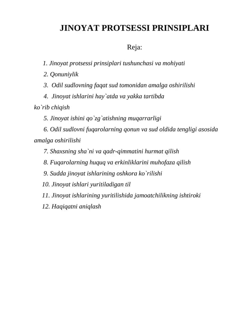 JINOYAT PROTSESSI PRINSIPLARI
