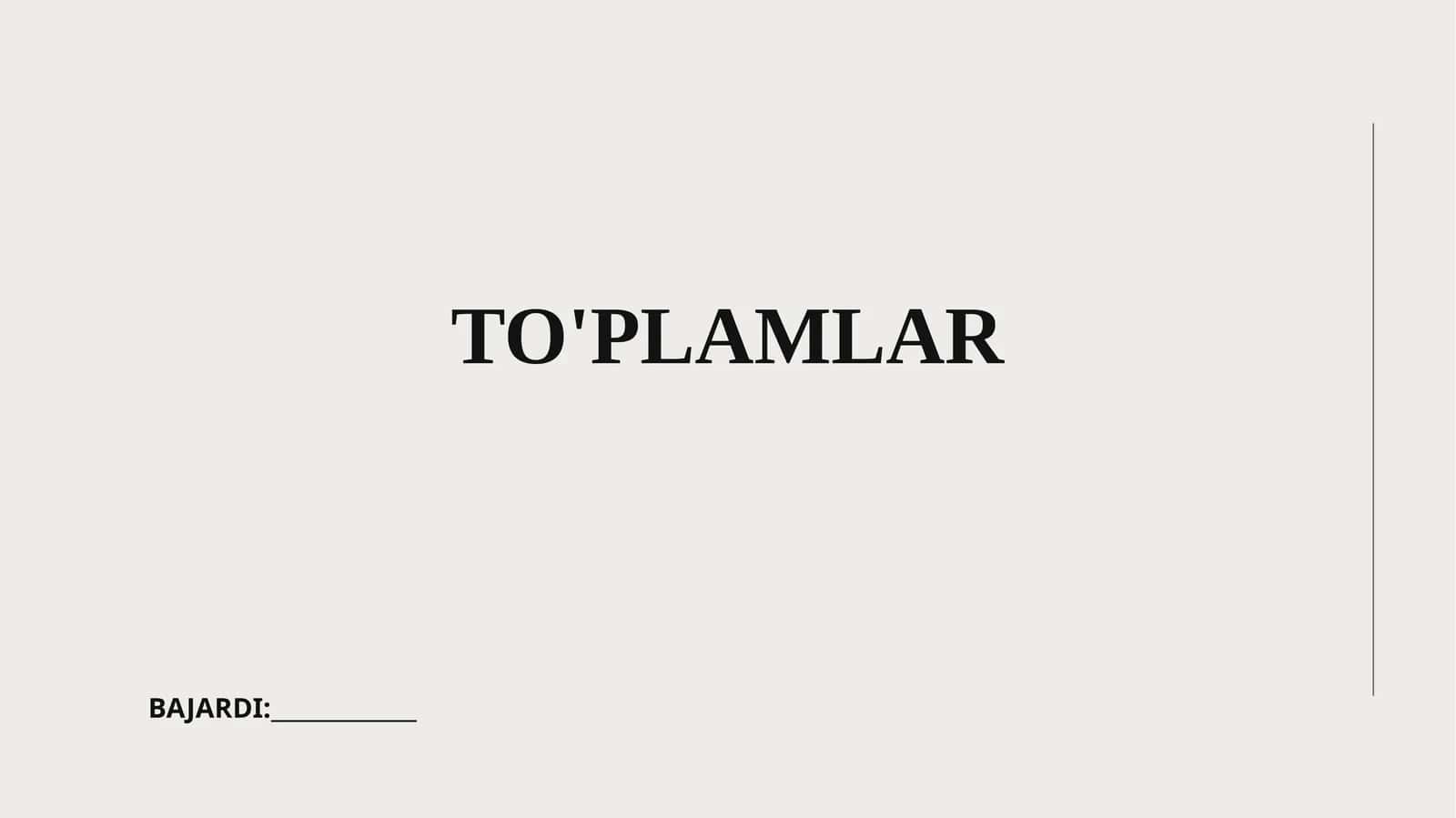 To'plamlar