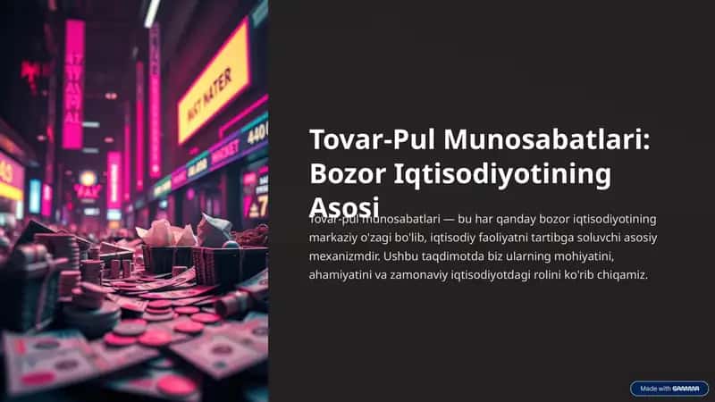 Tovar-Pul Munosabatlari