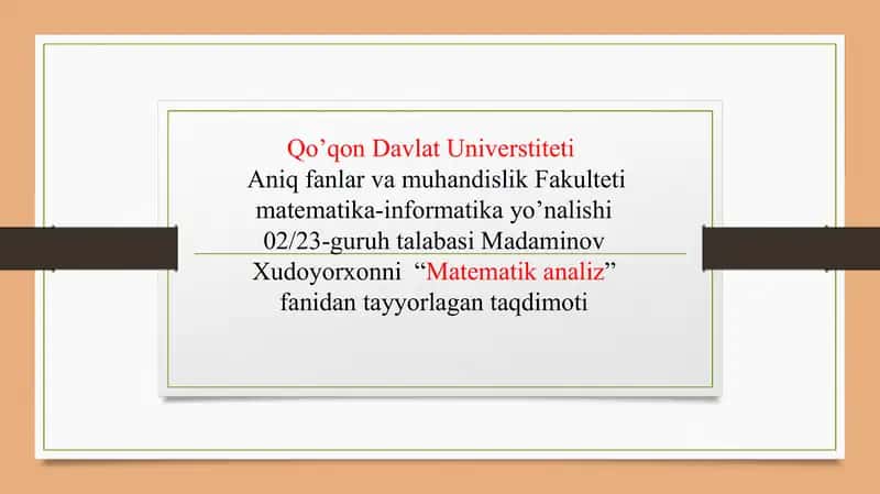 N-tartibli differensial tenglamalar