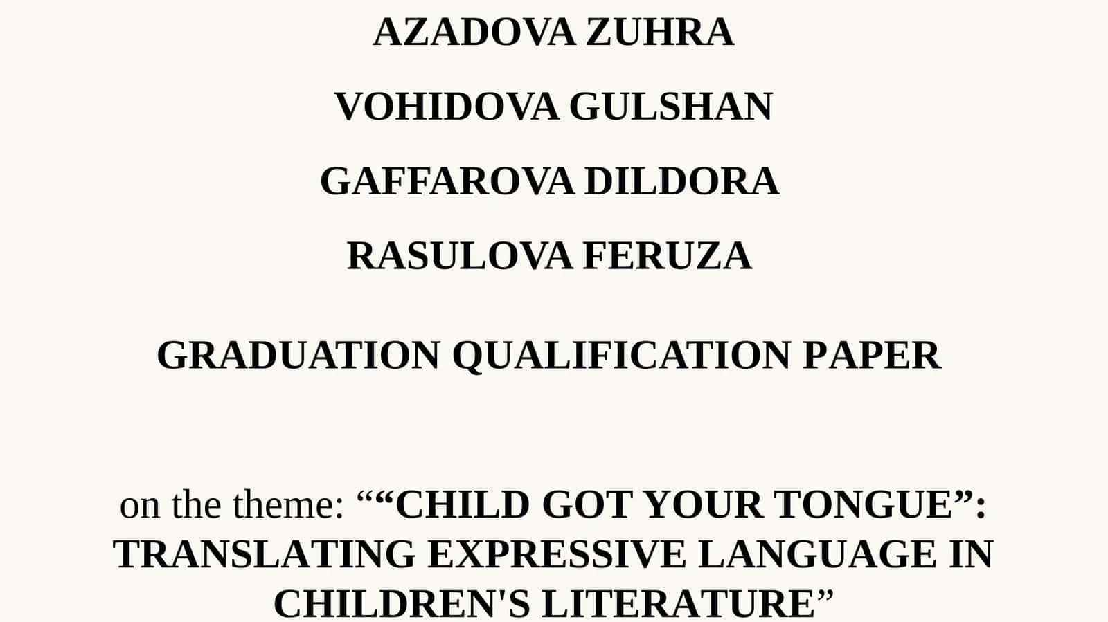 GRADUATION QUALIFICATIONPАPER