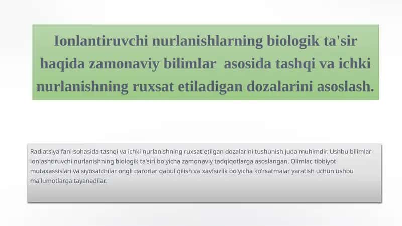 Ionlantiruvchi nurlanishning biologik ta'siri
