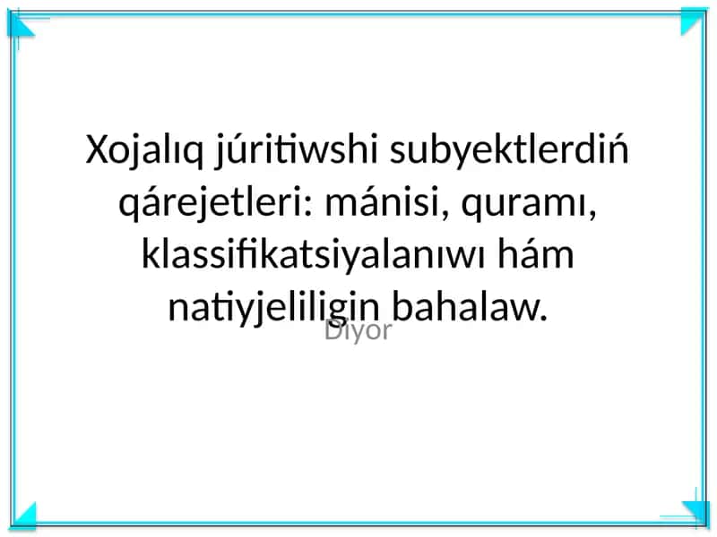 Xojalıq júritiwshi subyektlerdiń qárejetleri