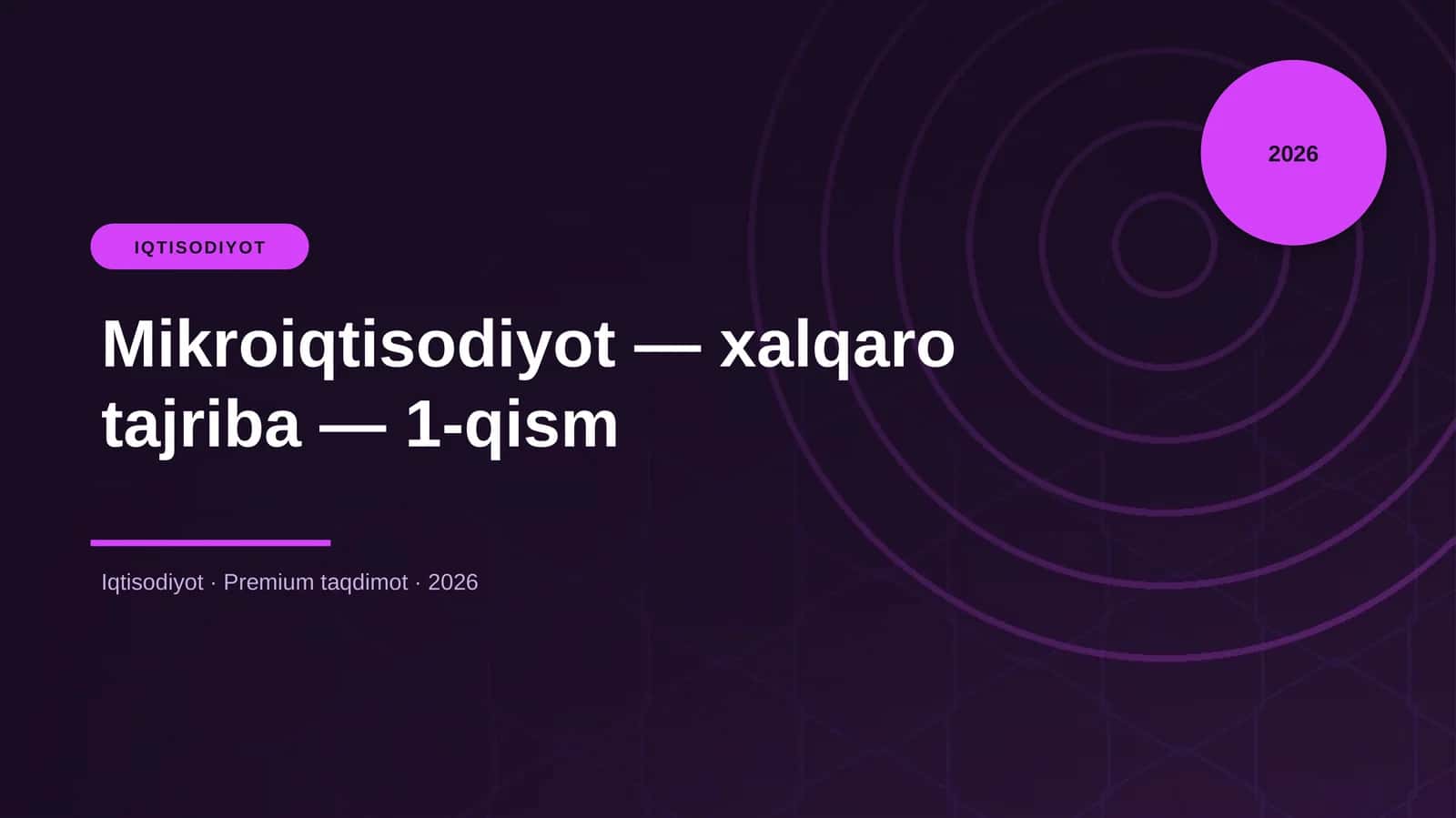 Mikroiqtisodiyot — xalqaro tajriba — 1-qism
