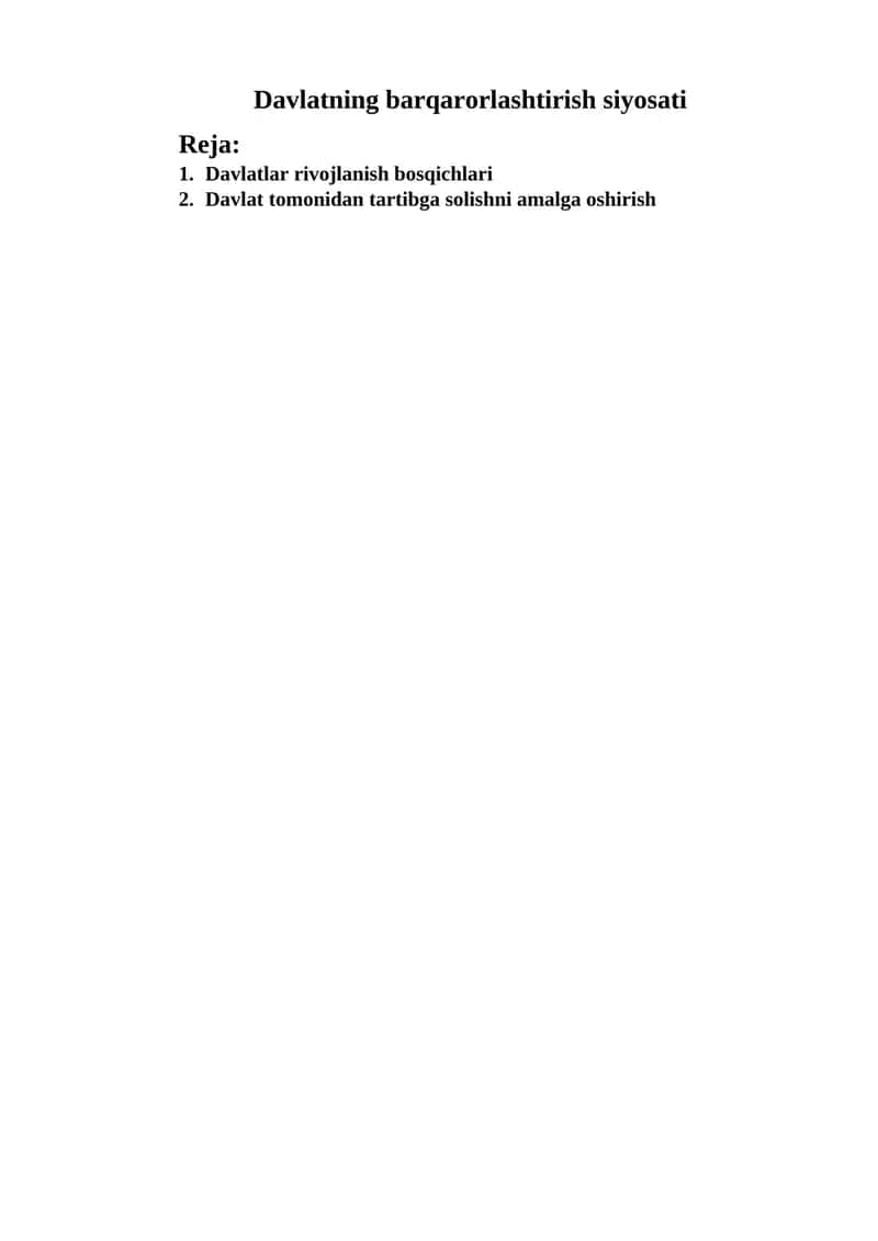 Davlatning barqarorlashtirish siyosati