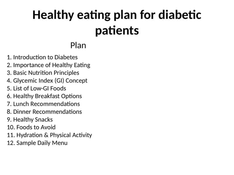 Healthy eating plan for diabetic patients