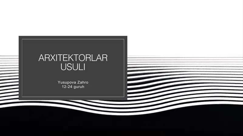 Arxitektorlar usuli