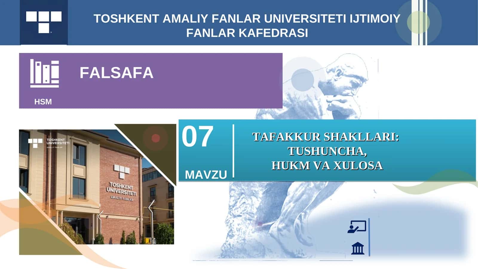 TAFAKKUR SHAKLLARI TUSHUNCHA, HUKM VA XULOSA