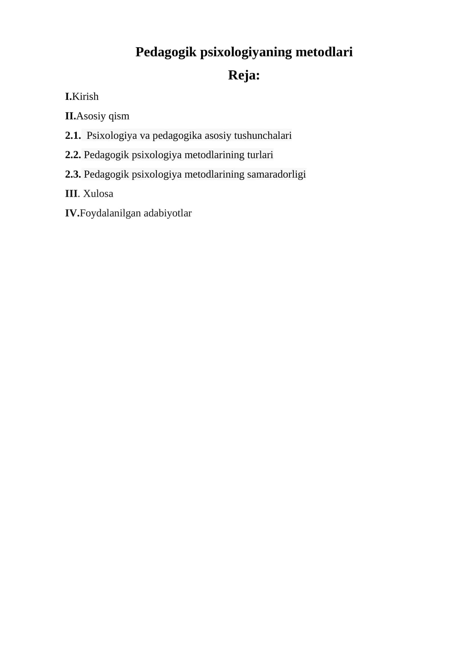 Pedagogik psixologiyaning metodlari