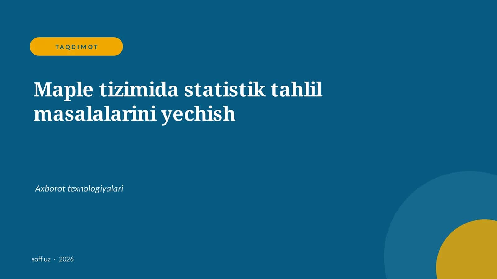 Maple tizimida statistik tahlil masalalarini yechish