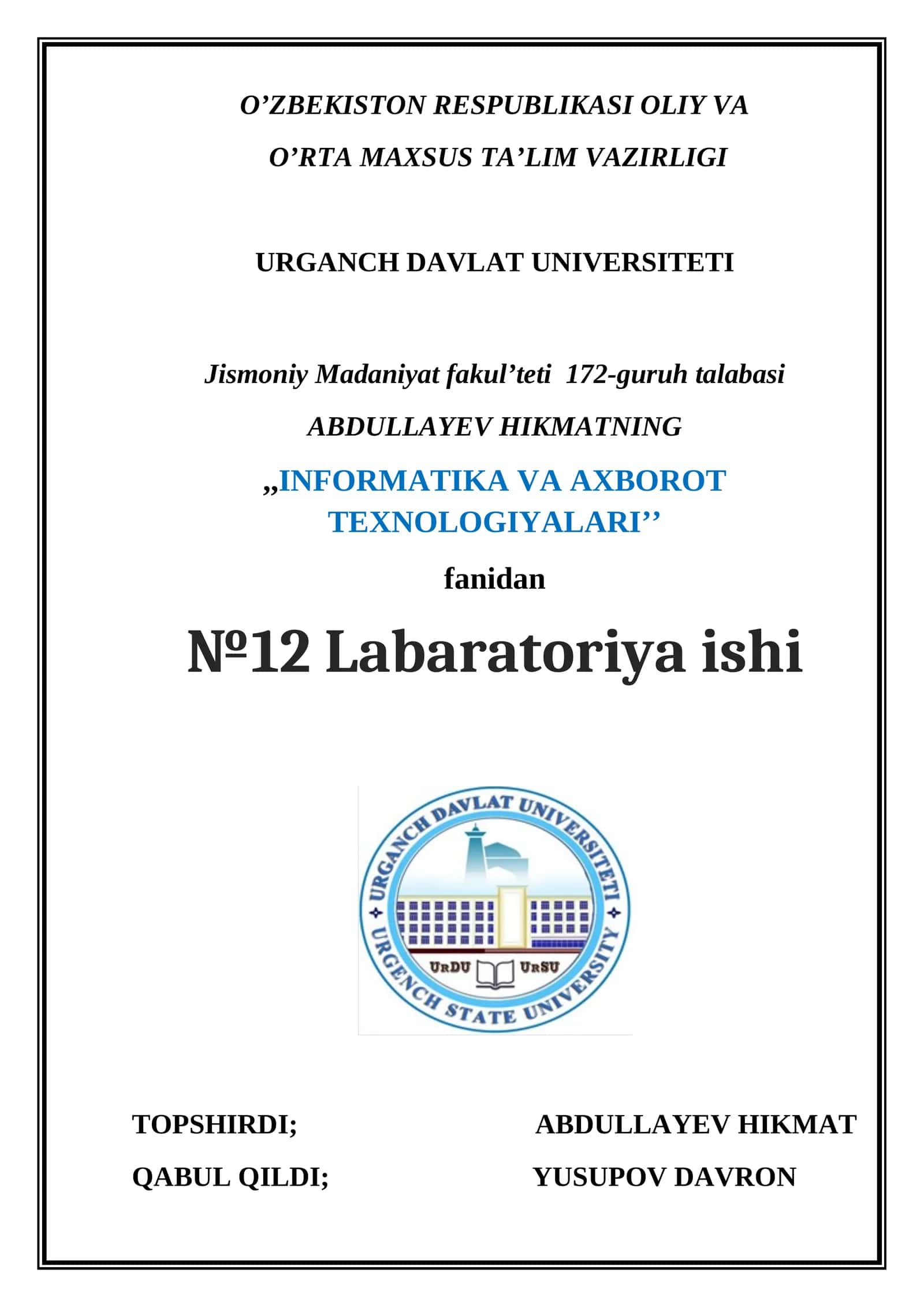 May test dasturida test dasturlarini yaratish.