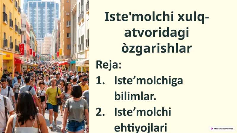 Iste'molchixulq-atvoridagi òzgarishlar