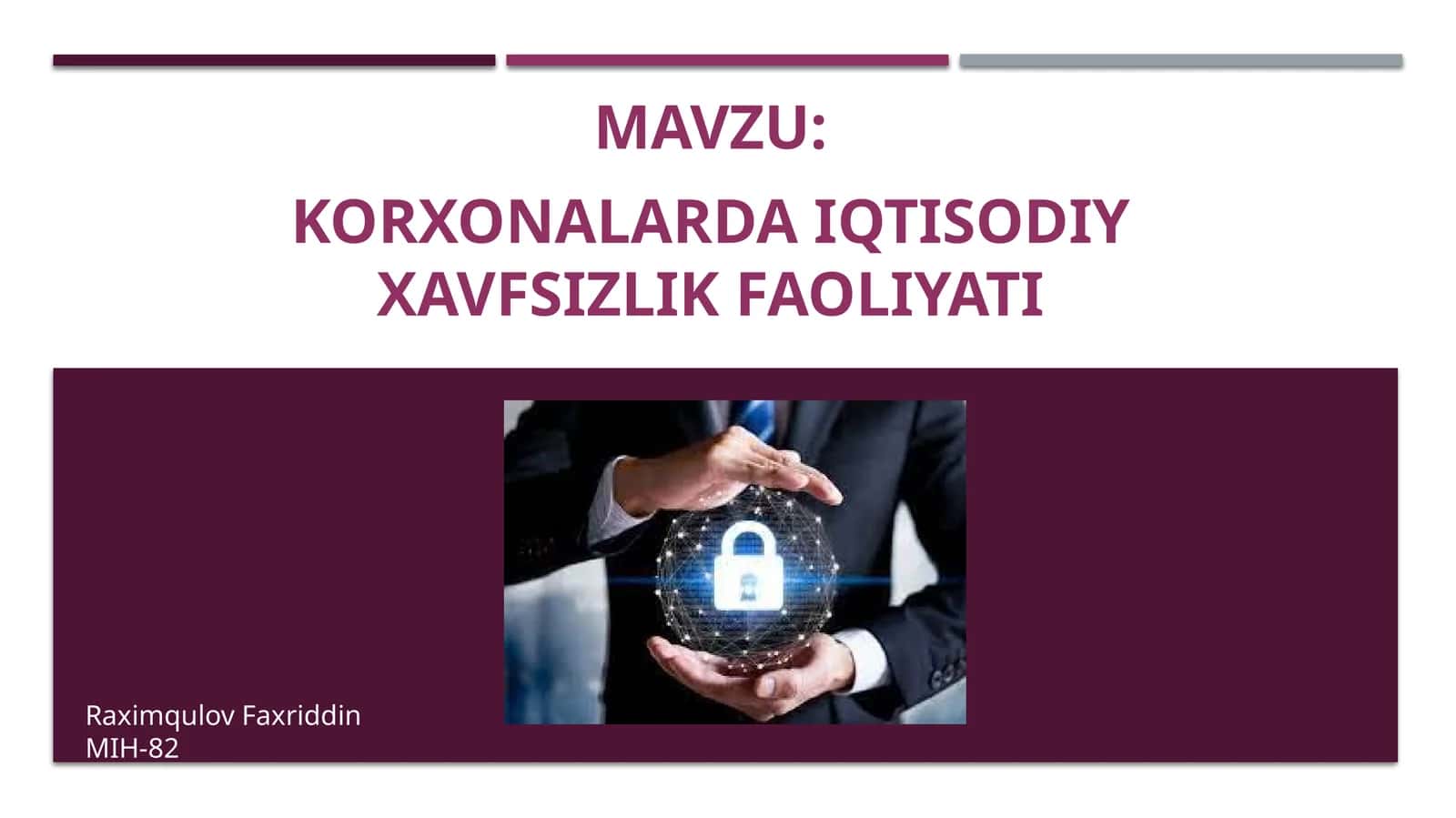Korxonalarda iqtisodiy xavfsizlik faoliyati