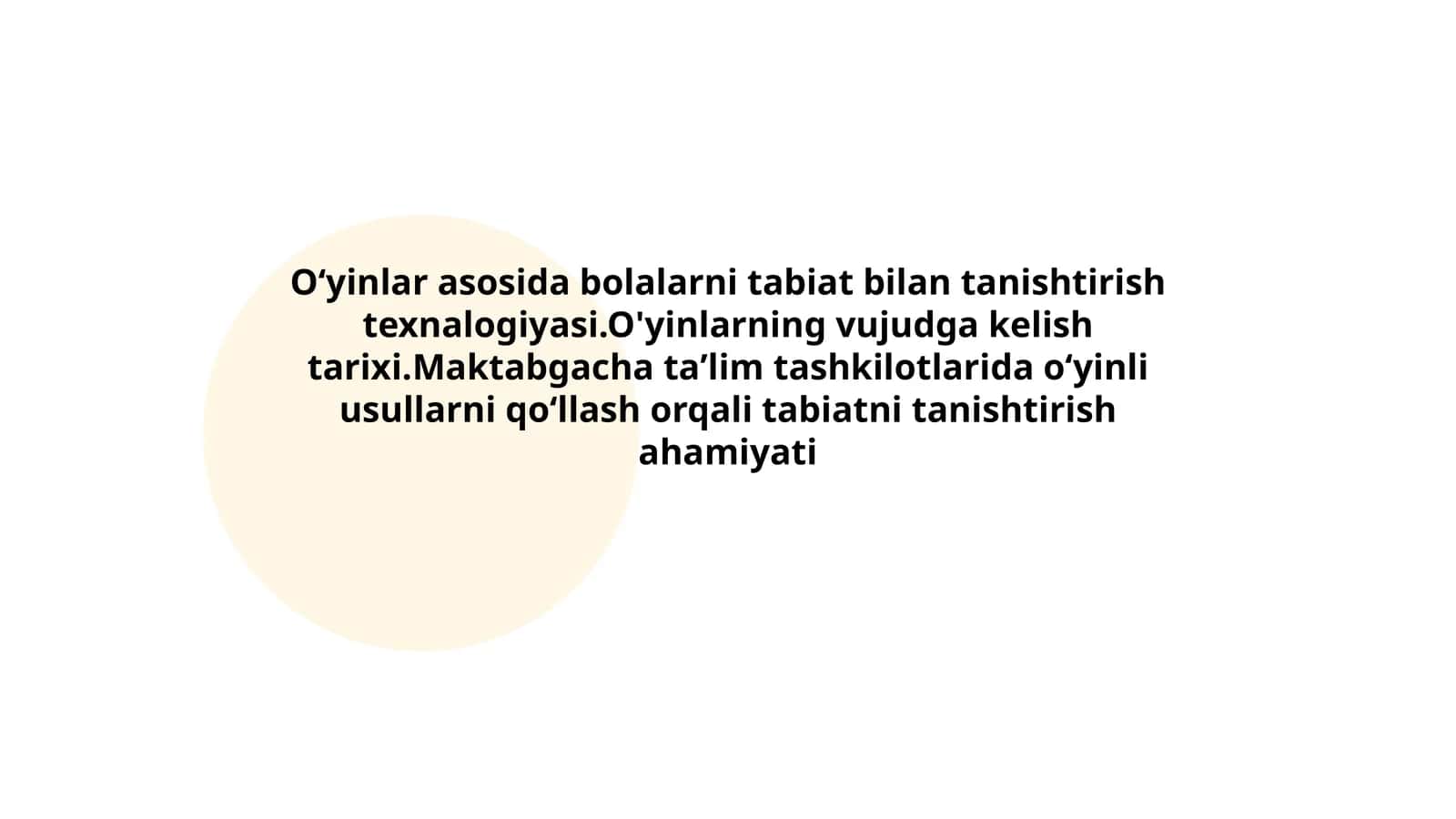 O'yinlar asosida bolalarni tabiat bilan tanishtirish texnologiyasi