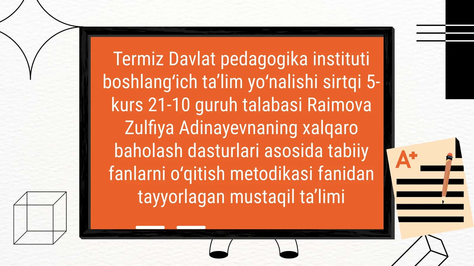 Xalqaro baholash dasturlari asosida tabiiy fanlarni oʻqitish metodikasi