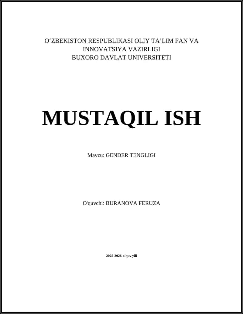 Gender Tengligi va Ta'lim