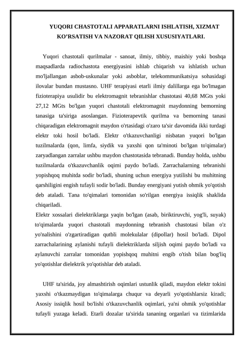 Yuqori chastotali apparatlar