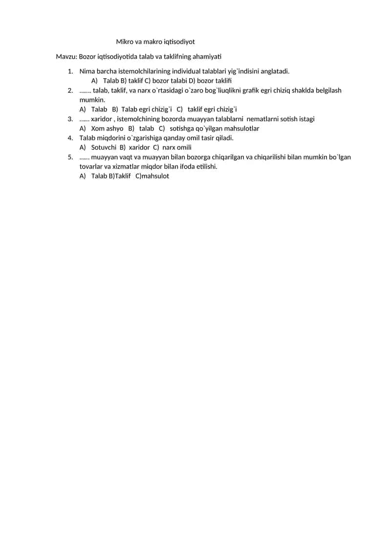 Mikro va makro iqtisodiyot