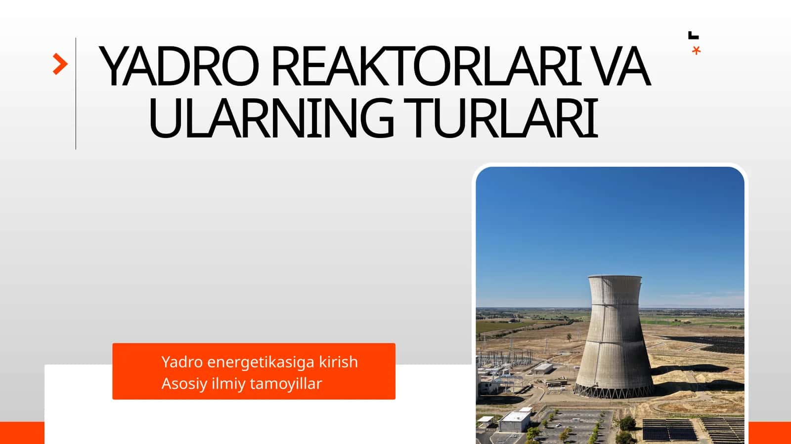Yadro reaktorlari va ularning turlari | Fizika prezentatsiya PPT