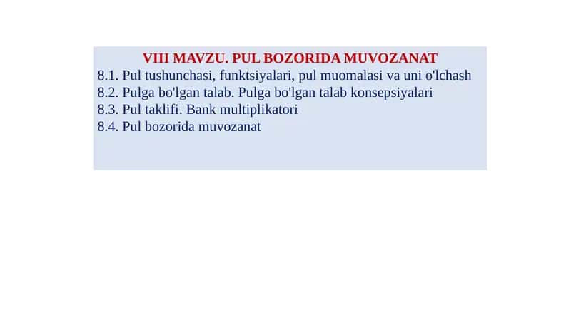 Pul bozorida muvozanat