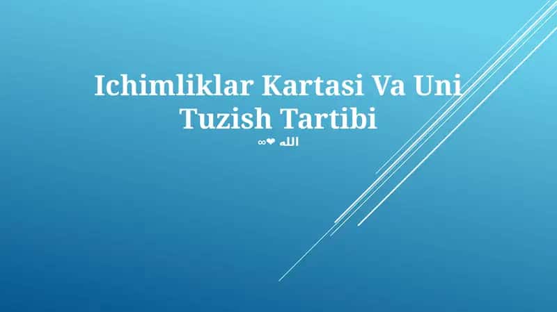 Ichimliklar Kartasi Va Uni Tuzish Tartibi