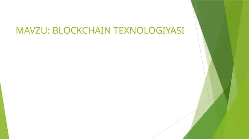 BLOCKCHAIN TEXNOLOGIYASI