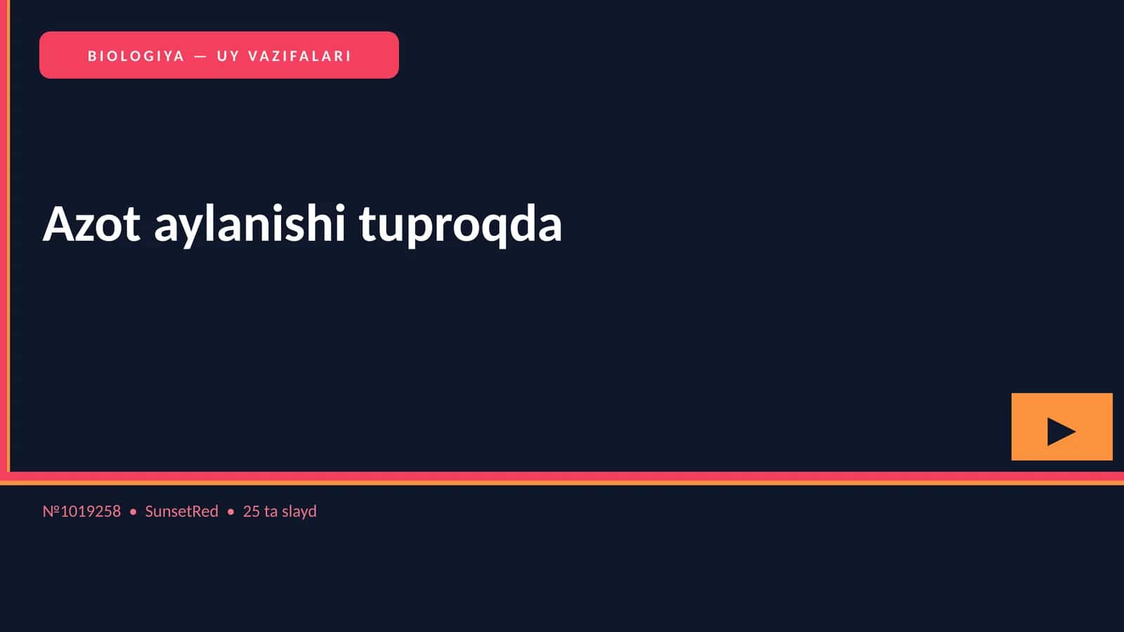 BIOLOGIYA — UY VAZIFALARI