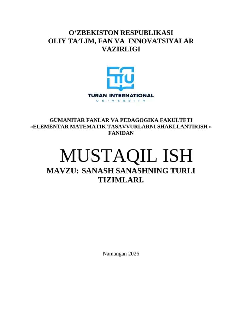 Sanash Sanashning Turli Tizimlari