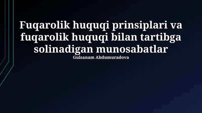 Mulk huquqi va boshqa ashyoviy huquqlar