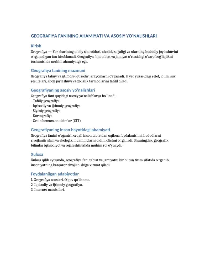 Geografiya fani