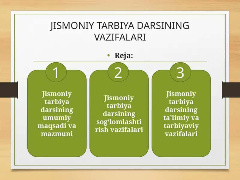 JISMONIY TARBIYA DARSINING VAZIFALARI