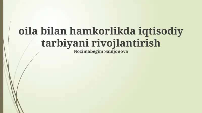 Oilada Iqtisodiy Tarbiya
