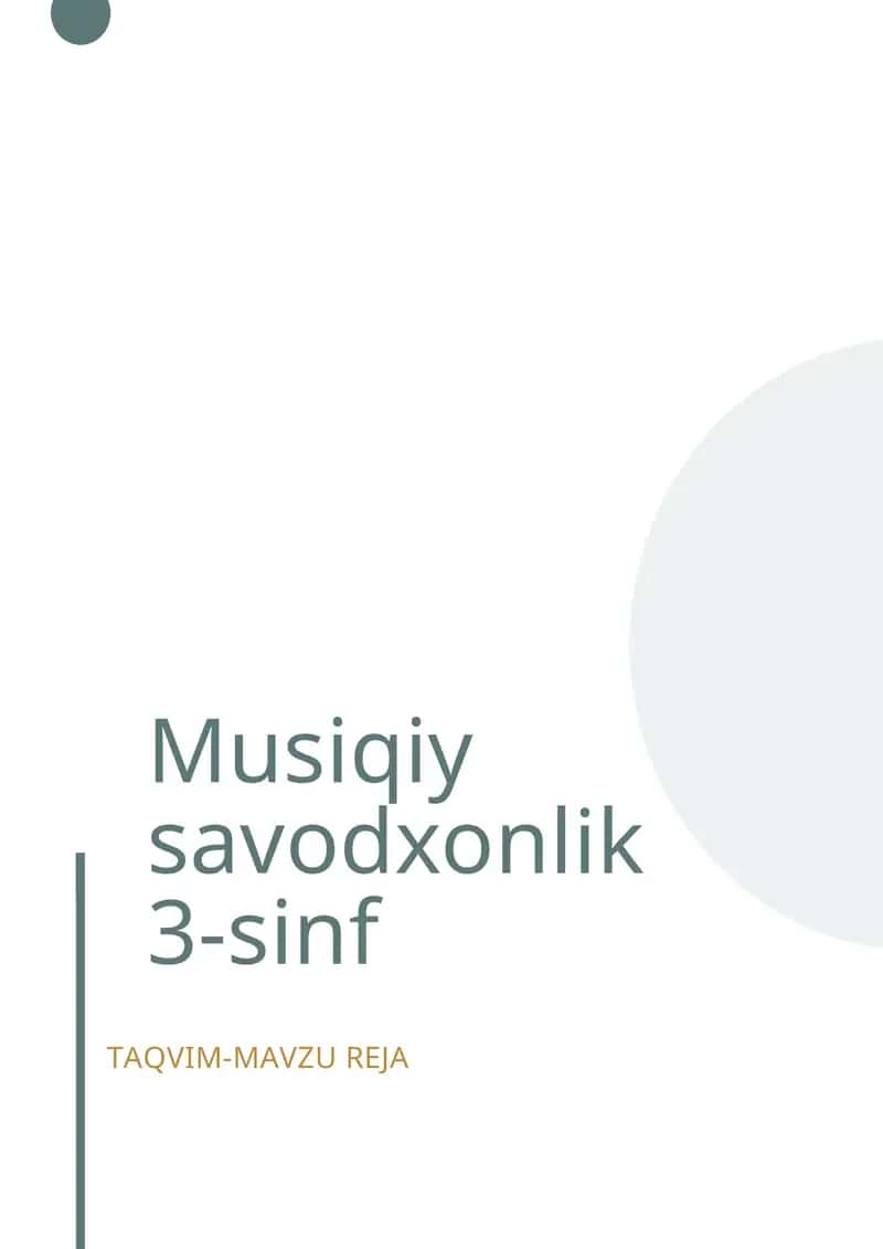 Мusiqiy savodxonlik 3-sinf taqvim-maVzu reja
