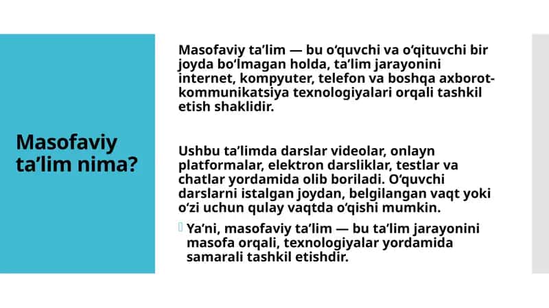 Masofaviy Ta'lim