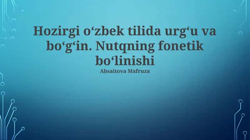 Stressning oʻzbek tilidagi funksiyalari