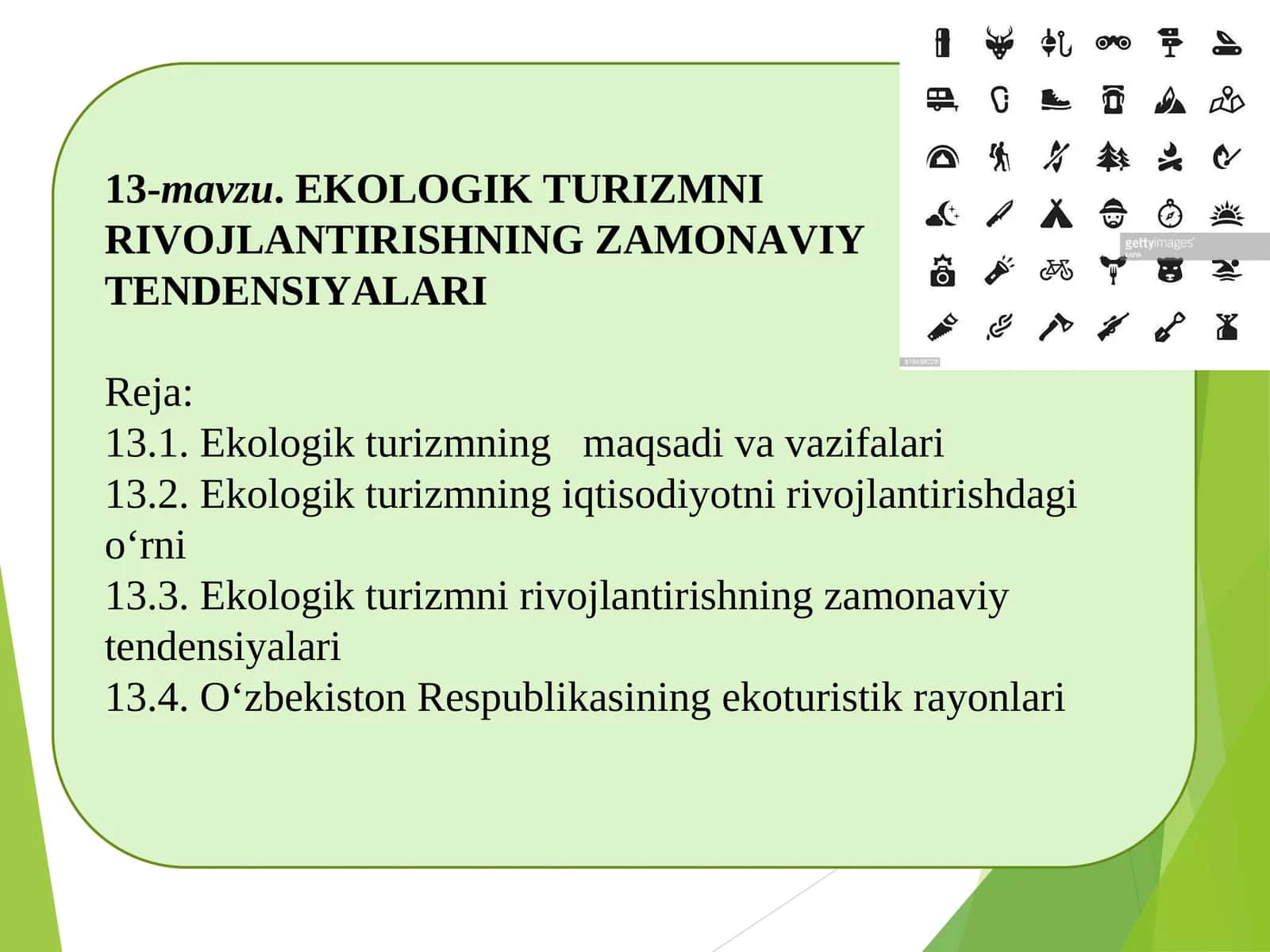EKOLOGIK TURIZMNIRIVOJLANTIRISHNING ZAMONAVIY TENDENSIYALARI