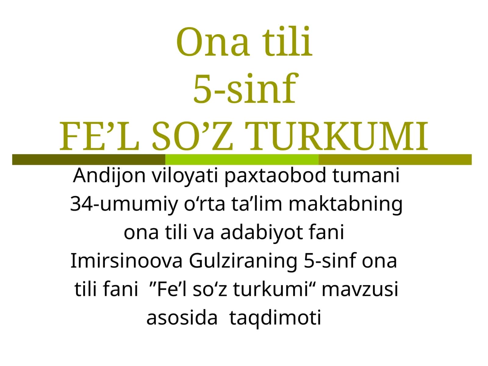 Fe'l So'z Turkumi