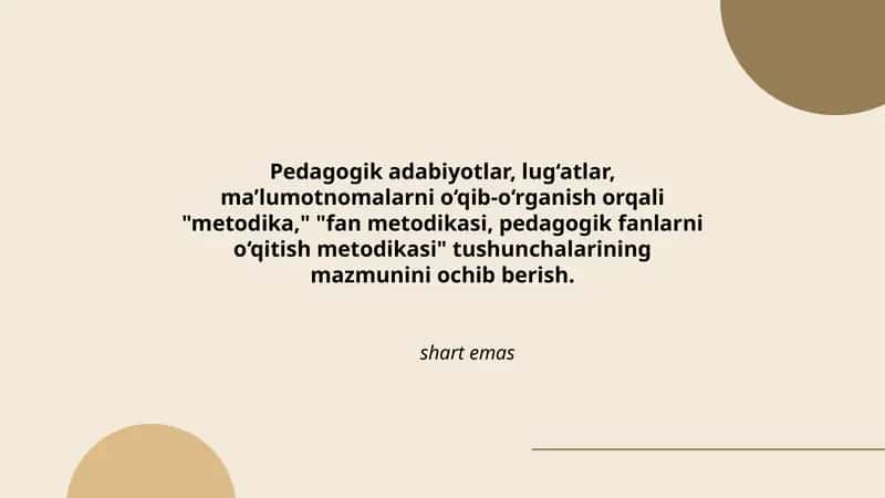 Pedagogik adabiyotlar va metodikasi