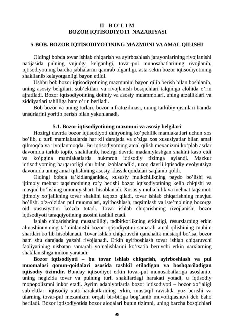 Bozor iqtisodiyoti nazariyasi
