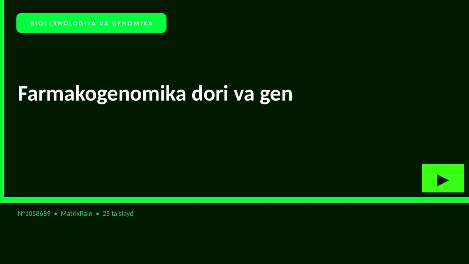 BIOTEXNOLOGIYA VA GENOMIKA