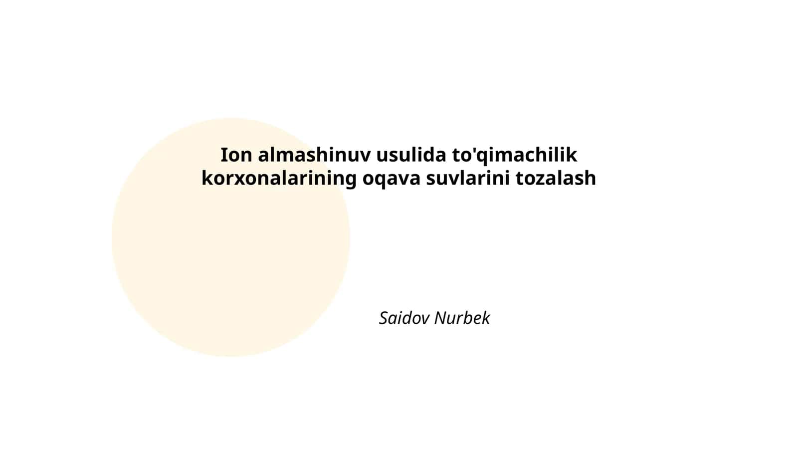 Ion almashinuv usulida to'qimachilik korxonalarining oqava suvlarini tozalash Saidov Nurbek