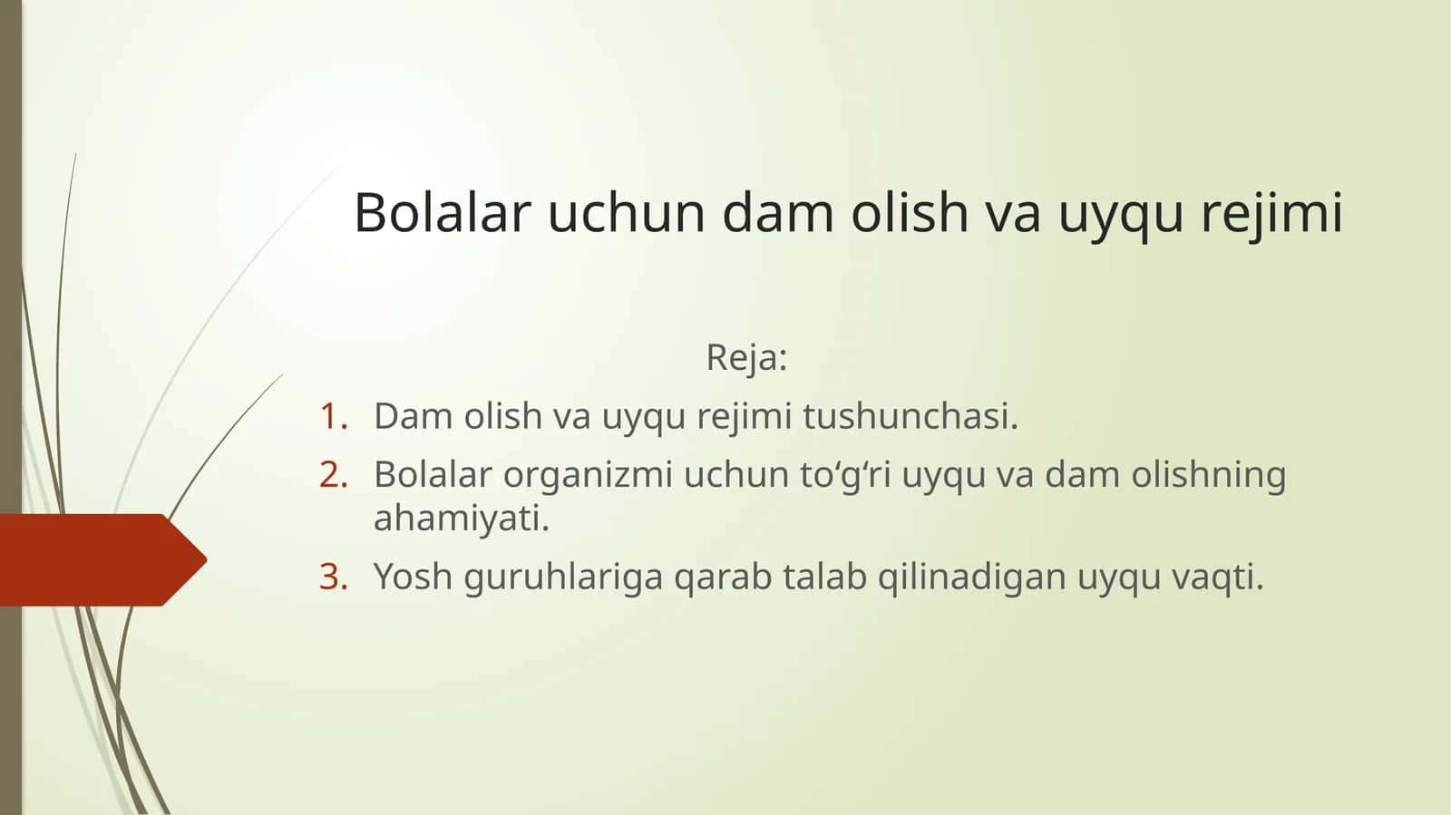 Bolalar uchun dam olish va uyqu rejimi