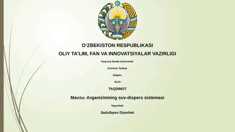 Arganizimning suv-dispers sistemasi