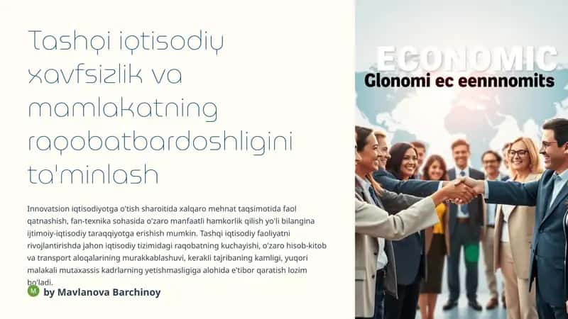 Tashqi iqtisodiy xavfsizlik va mamlakatning raqobatbardoshligini ta'minlash