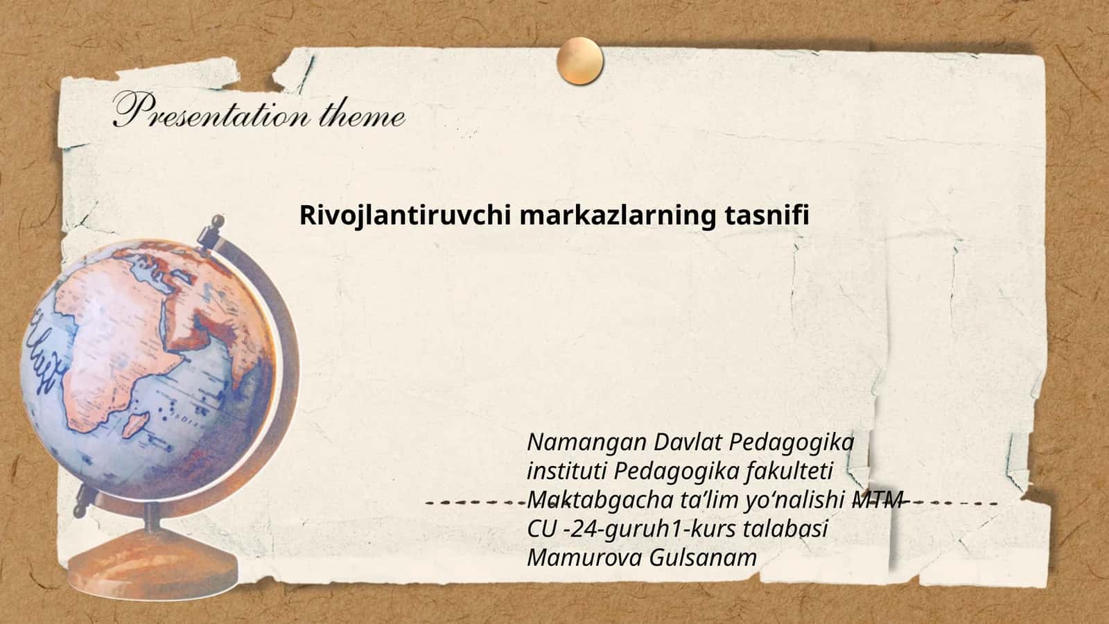 Rivojlantiruvchi markazlarning tasnifi
