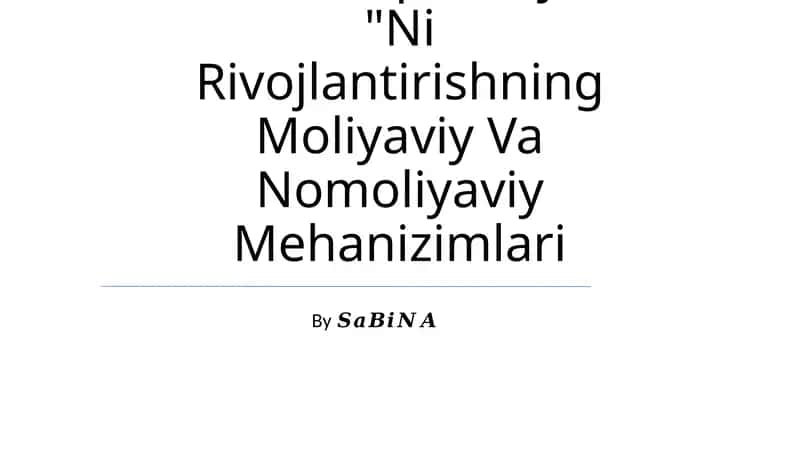 Yashil Iqtisodiyot "Ni Rivojlantirishning Moliyaviy Va Nomoliyaviy Mehanizimlari